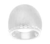 Vicenza Silver Sterling Silver Satin & Diamond Cut Domed Ring, Size 5